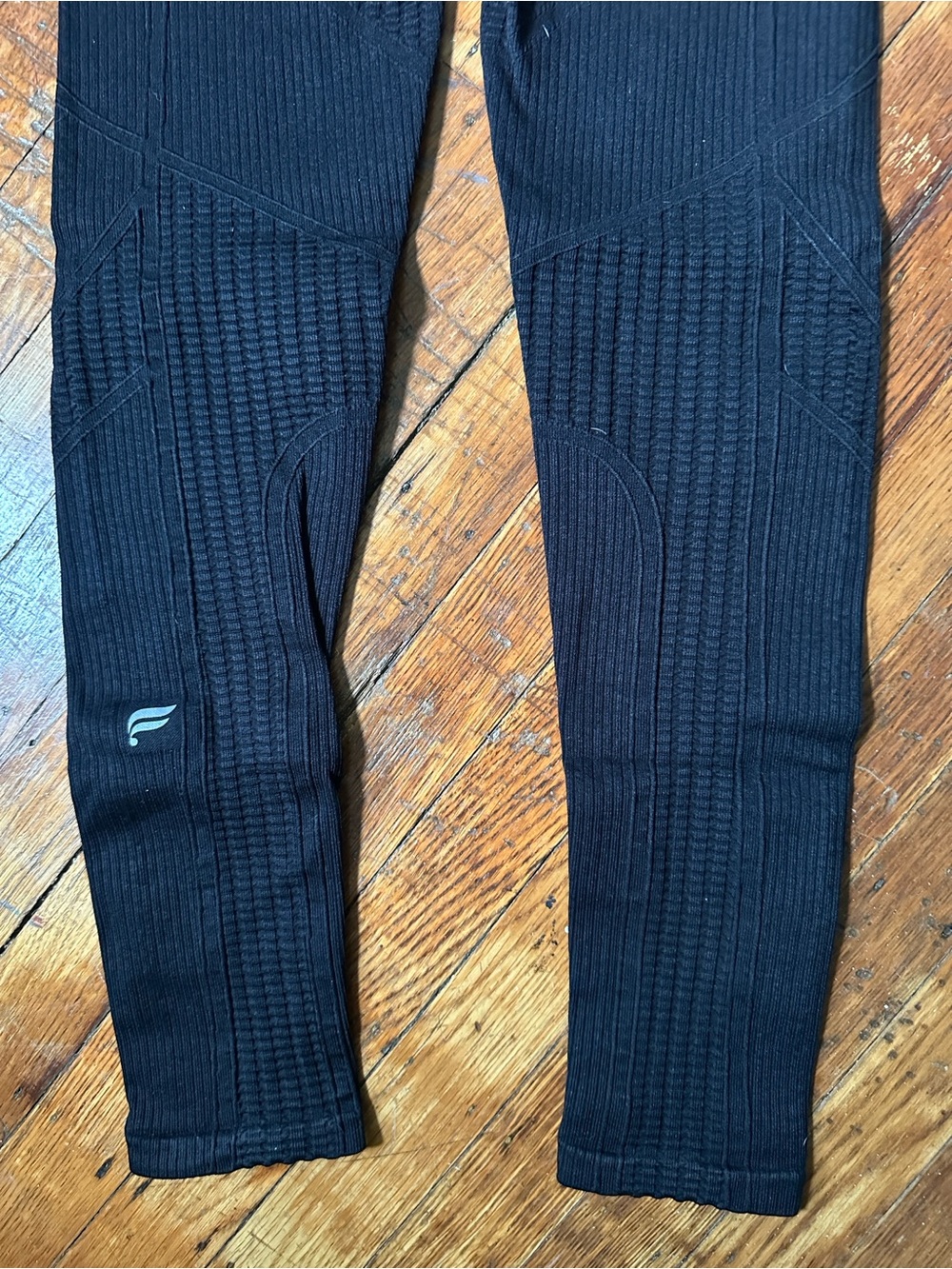Fabletics Black Ribbed High-Waist Compression Leggings - Picture 6 of 6